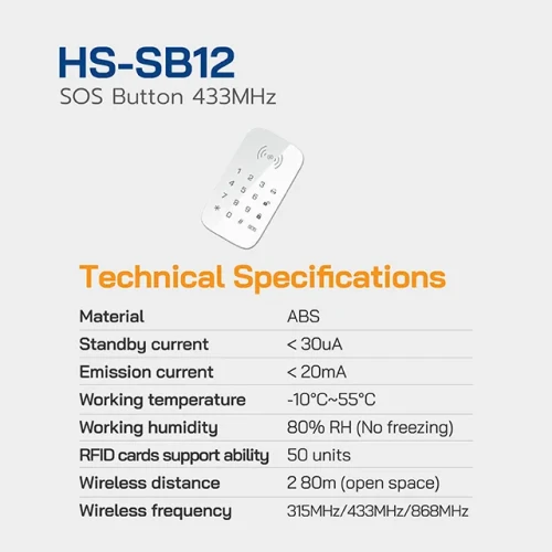 HIP Keypad 433MHz รุ่น HS-WK10